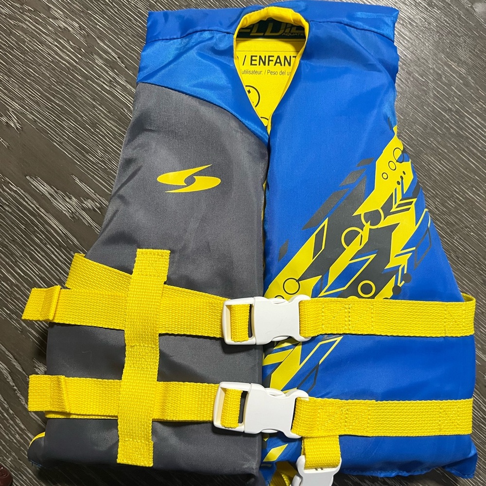 Brand New Kids Blue and Yellow Life Vest